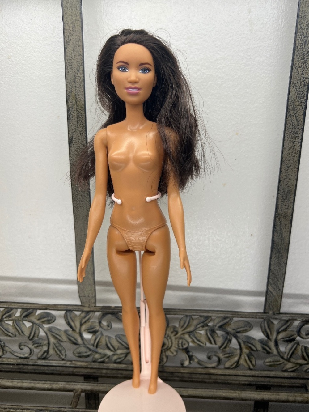 2014 Mattel Barbie Doll tan skin long hair nude no shoes